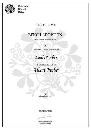 Example of a Bench Adoption Certificate