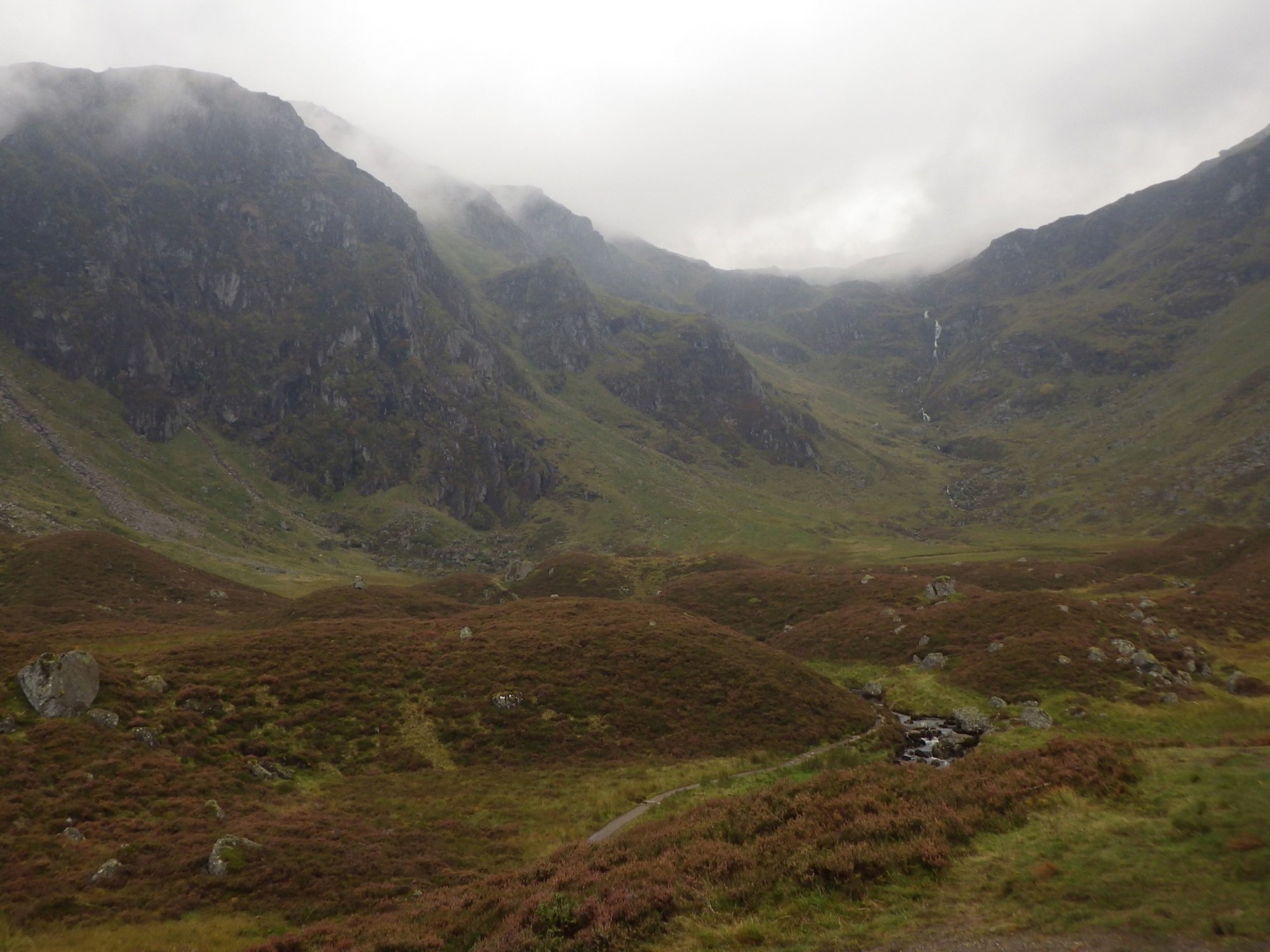 View of glen with low cloud