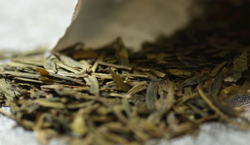 Close-up of green tea leaves